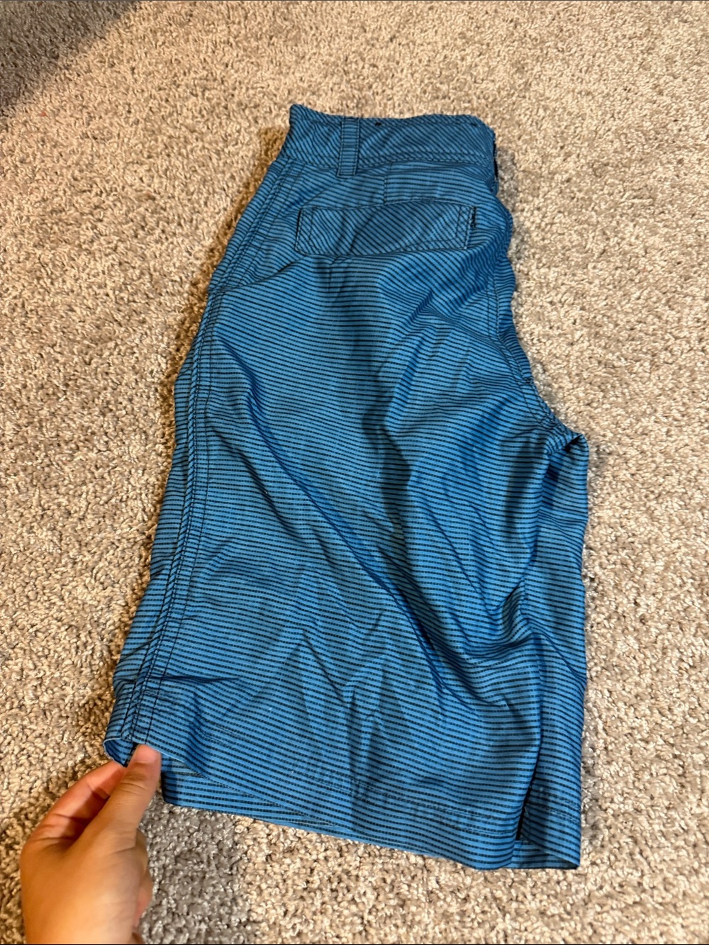 Blue Striped Casual Shorts